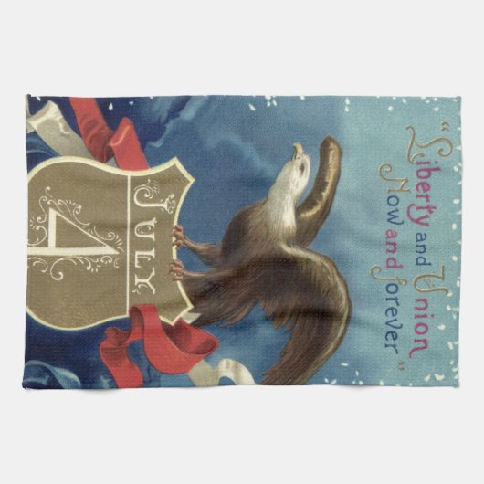  Patriottisch Vierde juli, Eagle met sterren Theedoek (Horizontaal)