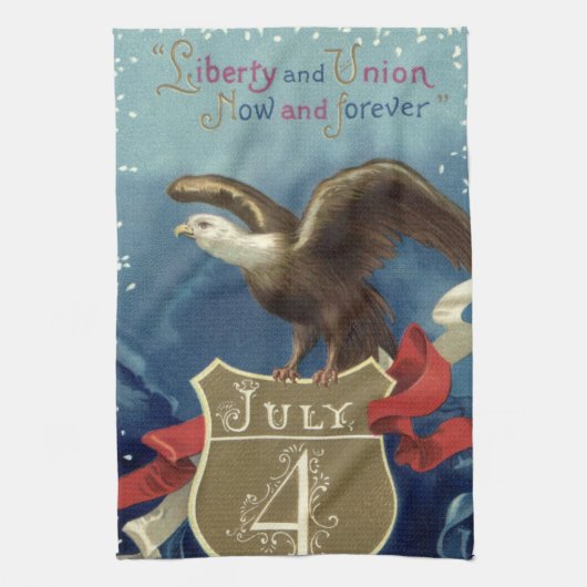  Patriottisch Vierde juli, Eagle met sterren Theedoek (Verticaal)