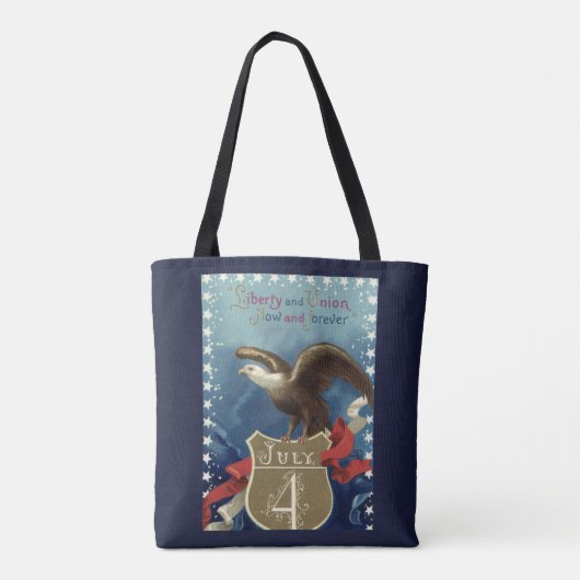 Patriottisch Vierde juli, Eagle met sterren Tote Bag (Achterkant)