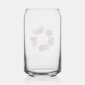 Patriottisch Vierde juli Floral Red White Blue Blikvorm Glas (Achterkant)