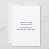 Patriottisch Vierde juli Floral Red White Blue Feestdagenkaart (Achterkant)