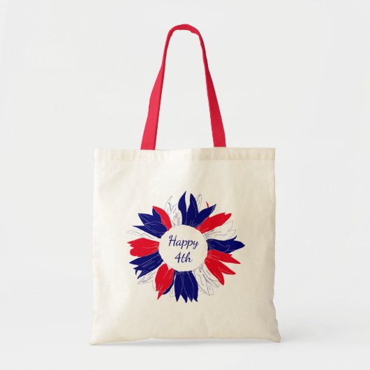 Patriottisch Vierde juli Floral Red White Blue Tote Bag (Voorkant)