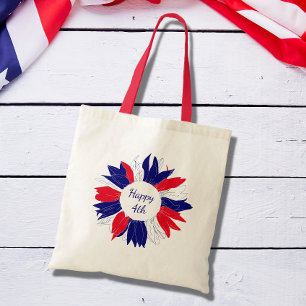 Patriottisch Vierde juli Floral Red White Blue Tote Bag
