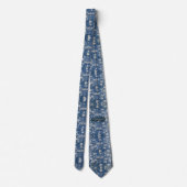 Patriottisch vintage blauw patroon adelaar stropdas (Achterkant)
