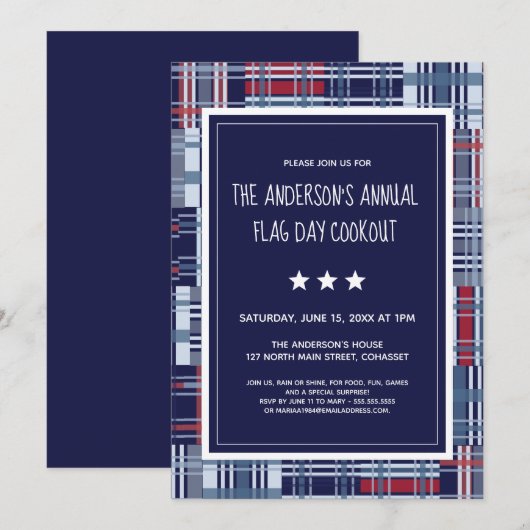 Patriottisch, Vlag Dag, Zomer, Koekje nodigt Madra Kaart (Voorkant / Achterkant)