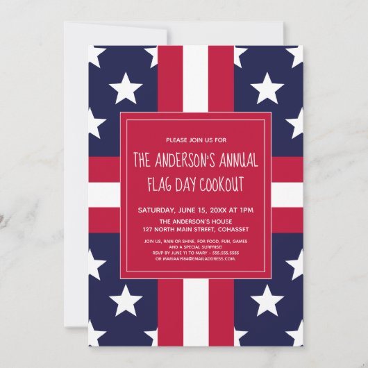 Patriottisch, Vlag Dag, Zomer Partij, Uitnodiging (Voorkant)