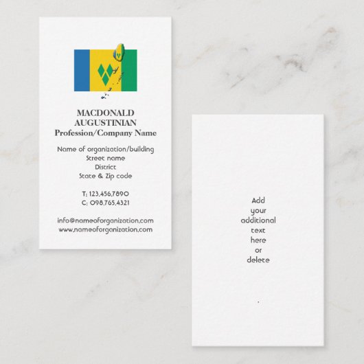patriottisch | VLAG ST VINCENT | Foto Visitekaartj Visitekaartje (Voorkant / Achterkant)