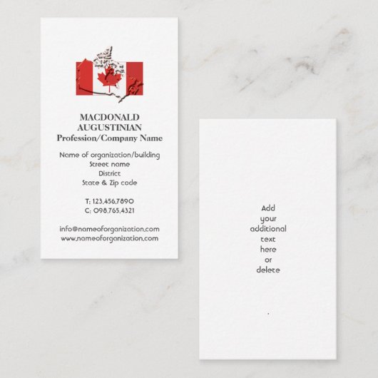 patriottisch | VLAG VAN CANADA | Foto Visitekaartj Visitekaartje (Voorkant / Achterkant)