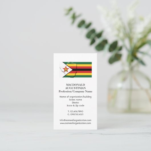 patriottisch | VLAG VAN ZIMBABWE | Foto Visitekaartje (Staand voorkant)