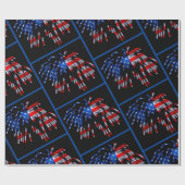 Patriottisch Vlag Vuurwerk Verpakkingspapier Cadeaupapier (Vlak)