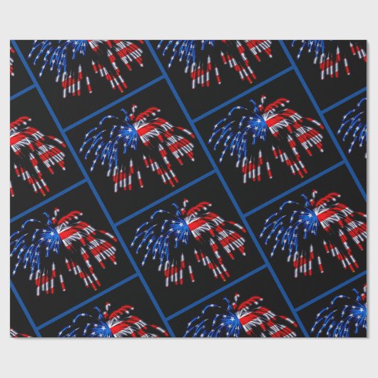 Patriottisch Vlag Vuurwerk Verpakkingspapier Cadeaupapier (Vlak)