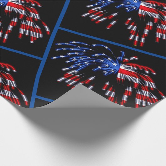 Patriottisch Vlag Vuurwerk Verpakkingspapier Cadeaupapier (Hoek)