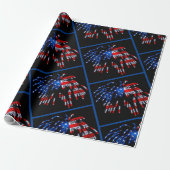Patriottisch Vlag Vuurwerk Verpakkingspapier Cadeaupapier (Uitgerold)