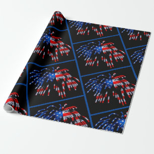 Patriottisch Vlag Vuurwerk Verpakkingspapier Cadeaupapier