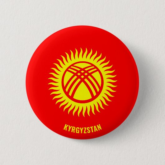 Patriottisch vlaggenstaatwapen van Kirgizië Ronde Button 5,7 Cm (Voorkant)