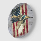 Patriottisch vliegend Mallard Duck Hunting Décor Grote Klok (Hoek)