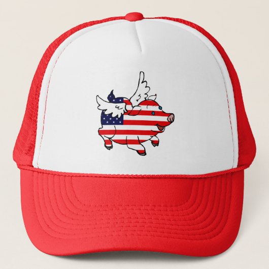 patriottisch vliegend varken trucker pet (Voorkant)
