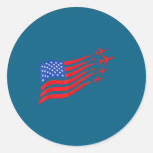 Patriottisch Vliegtuig Amerikaanse Vlag VS Ronde Sticker