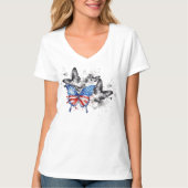 Patriottisch vlinder T-shirt uit de VS (Voorkant)