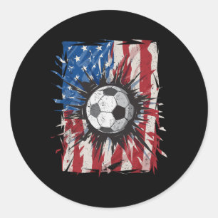 Patriottisch voetbal 4 juli Mannen Amerikaanse vla Ronde Sticker