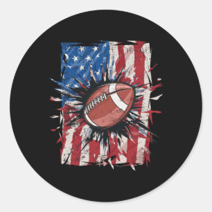 Patriottisch Voetbal 4 Juli Mannen USA American FL Ronde Sticker