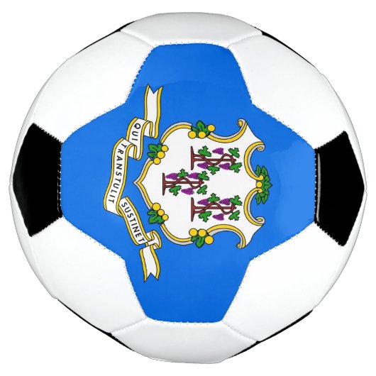 Patriottisch Voetbal met vlag van Connecticut USA (Gedraaid)