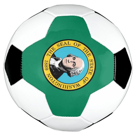 Patriottisch Voetbal met vlag van de staat Washing (Gedraaid)