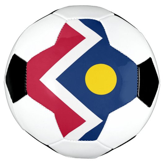 Patriottisch Voetbal met vlag van Denver, Verenigd (Gedraaid)