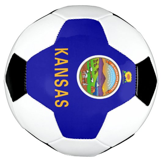 Patriottisch Voetbal met vlag van Kansas, Verenigd (Gedraaid)