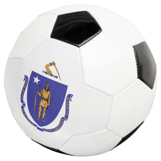 Patriottisch Voetbal met vlag van Massachusetts (Drie kwart)
