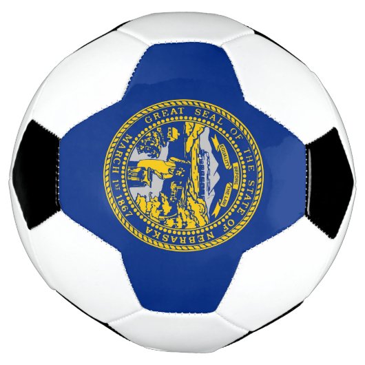 Patriottisch Voetbal met vlag van Nebraska (Gedraaid)