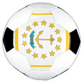 Patriottisch Voetbal met vlag van Rhode Island (Gedraaid)