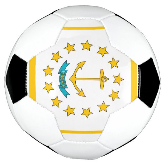 Patriottisch Voetbal met vlag van Rhode Island (Gedraaid)
