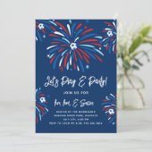 Patriottisch Voetbal & Vuurwerk 4 juli Feest Kaart (Staand voorkant)