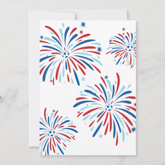 Patriottisch Voetbal & Vuurwerk 4 juli Feest Kaart (Achterkant)