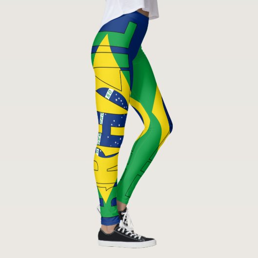 Patriottisch voor Braziliaanse vlaggenkleuren Leggings (Rechts)