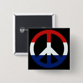 Patriottisch vredessymbool vierkante button 5,1 cm (Voorkant /achterkant)