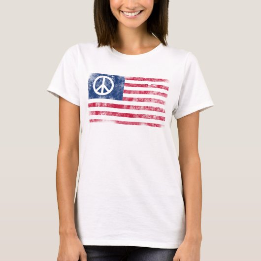 Patriottisch vredessymbool voor de Amerikaanse vla T-shirt (Voorkant)