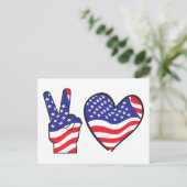 Patriottisch vredesteken en hart briefkaart (Staand voorkant)