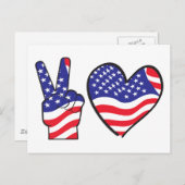 Patriottisch vredesteken en hart briefkaart (Voorkant / Achterkant)