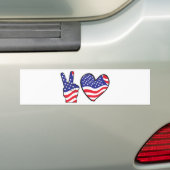 Patriottisch vredesteken en hart bumpersticker (Op auto)