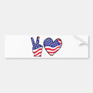 Patriottisch vredesteken en hart bumpersticker