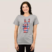 Patriottisch Vredesteken Hand Abstracte Amerikaans Tri-Blend Shirt (Voorkant volledig)