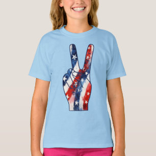 Patriottisch Vredesteken Hand Golvend VS Vlag Patr T-shirt