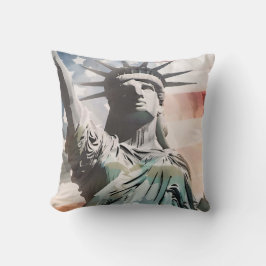 Patriottisch Vrijheidsbeeld en Amerikaanse vlag Kussen