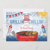 Patriottisch vuurwerk 4 juli achtertuin BBQ Party Kaart (Voorkant)