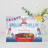 Patriottisch vuurwerk 4 juli achtertuin BBQ Party Kaart (Staand voorkant)