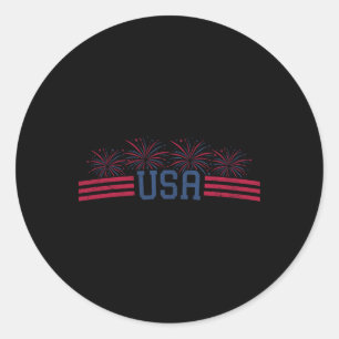 Patriottisch vuurwerk 4 juli Amerikaanse vlag VS Ronde Sticker