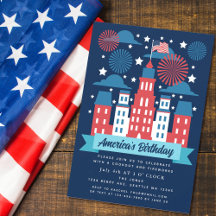 Patriottisch Vuurwerk 4 juli Cookout uitnodiging