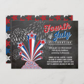 Patriottisch vuurwerk 4 juli Rustic BBQ Party Kaart (Voorkant / Achterkant)